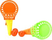 Toi-Toys Vangbalspel 2x Korf met 3 ballen oranje / geel 18 cm - Buiten Speelgoed