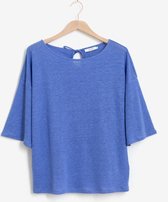 Sissy-Boy - Blauw linnen T-shirt met driekwart mouwen