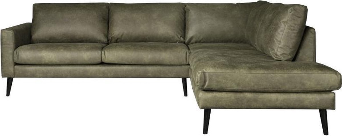 HomingXL Hoekbank Aster chaise longue rechts | lederlook Dalton groen 14 | 2 62 x 2 22 mtr breed
