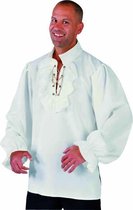 Magic By Freddy's - Piraat & Viking Kostuum - Stoere Zeeheld Piraat Hemd Met Ruches Gebroken Wit Man - wit / beige - Small - Carnavalskleding - Verkleedkleding