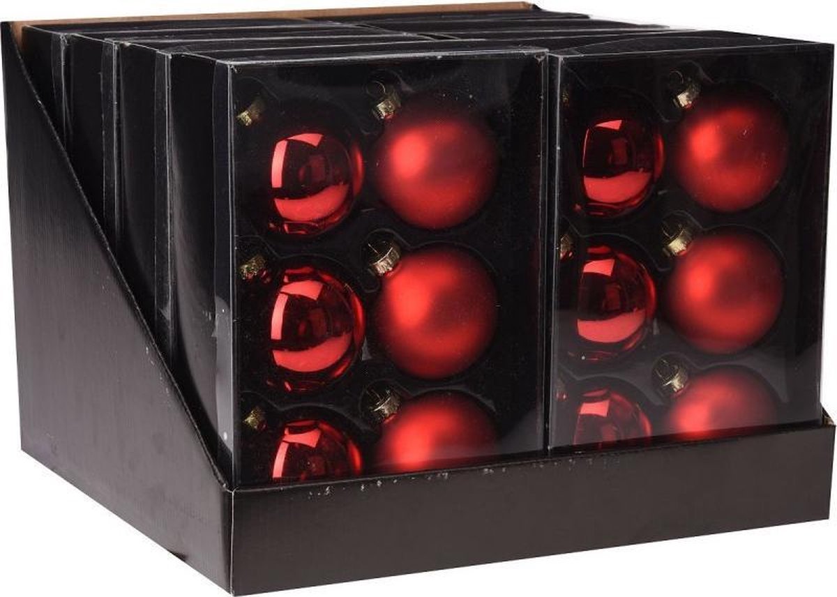 Kerstbal glas 6X65 mm Rood 6 stuks