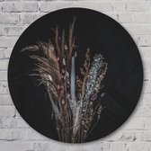 Muurcirkel ⌀ 60 cm - Dried Flower Blue - Aluminium Dibond - Bloemen en Planten - Rond Schilderij - Wandcirkel - Wanddecoratie