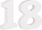 Mdf houten hobby cijfers 18 van formaat 11 cm - Rayhercijfer - Leeftijden, huisnummers, kamer nummers - 18 jaar verjaardag feest