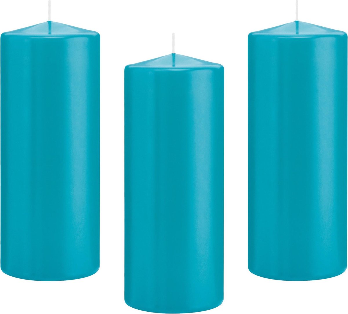 Trend Candles 8x Turquoise blauwe cilinderkaarsen stompkaarsen 8 x 20 cm 119 branduren Geurloze kaarsen turkoois blauw Stompkaarsen