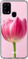 Samsung Galaxy M31 Hoesje Transparant TPU Case - Pink Tulip #ffffff