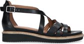 No Stress - Dames - Zwarte leren sandalen - Maat 39