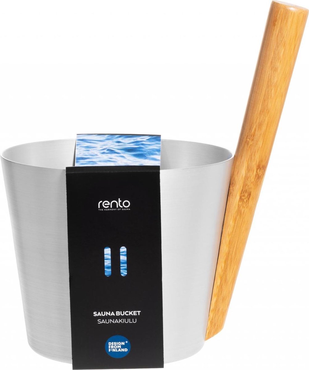 Goedkoopste Design Sauna Emmer met een greep van bamboehout - Aluminium Naturel (5L