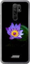 Xiaomi Redmi 9 Hoesje Transparant TPU Case - Purple Flower in the Dark #ffffff