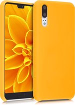 kwmobile telefoonhoesje voor Huawei P20 - Hoesje met siliconen coating - Smartphone case in saffraan