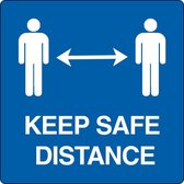 Vloerpictogram “keep safe distance” Wit & Blauw Anti-slip-vloersticker