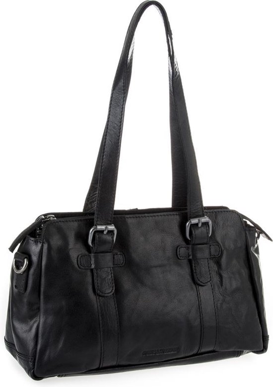 Spikes & Sparrow Medium Schoudertas / Crossbodytas Dames - Leer - Oklahoma - Zwart