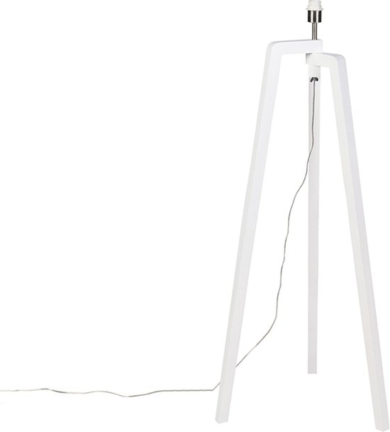 QAZQA puros - Moderne Tripod | driepoot vloerlamp | Staande Lamp - 1 lichts - H 1250 mm - Wit - Woonkamer | Slaapkamer