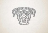 Line Art - Hond - Rottweiler 2 - S - 44x60cm - EssenhoutWit - geometrische wanddecoratie