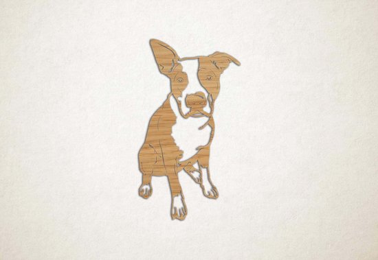 Wanddecoratie - Hond - Staffordshire Terrier 3 - M - 87x50cm - Eiken - muurdecoratie - Line Art