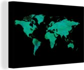 Canvas Wereldkaart - 30x20 - Wanddecoratie Wereldkaart - Groen - Aquarel