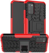 Rugged Kickstand Back Cover - Samsung Galaxy A02s Hoesje - Rood