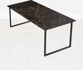 Marmeren Eettafel - Port Laurent Zwart Goud (U-poot) - 200 x 90 cm  - Gepolijst