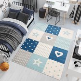 Tapiso Lazur Vloerkleed Grijs Blauw Modern Kinderkamer Tapijt Maat- 120x170