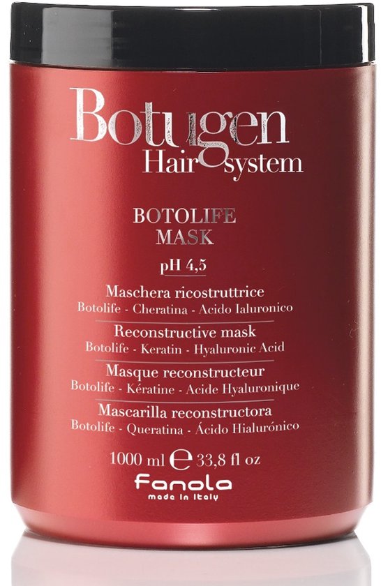 Rode pot met Botugen Hair System Botolife Masker, 1000 ml.