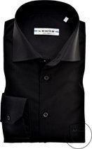 Ledub modern fit overhemd - zwart - Strijkvrij - Boordmaat: 37