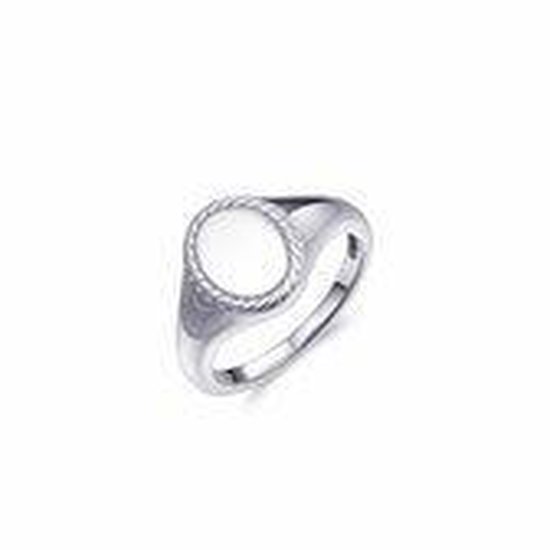 Jewels Inc. - Ring - Ovale Zegelring met Gedraaide Afwerking - 13 - Gerhodineerd Zilver 925
