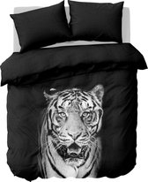 Y-NOT - Tiger Black & White - Dekbedovertrek - Microvezel - Tweepersoons - 200x200/220 cm - Zwart, Wit
