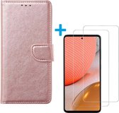 Samsung Galaxy A72 5G - Bookcase Rose Goud - portemonee hoesje met 2 stuks Glas Screen protector