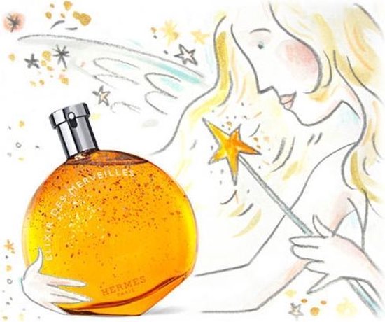 Parfumflesje Elixir des Merveilles in een illustratie van een fee met sterrenstaf.