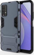 Xiaomi Redmi 9T Hoesje Hybride Back Cover met Kickstand Blauw