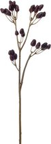 Kunstbloem - Zijde - Bessentak - Zwart - 64 cm - In cadeauverpakking met gekleurd lint