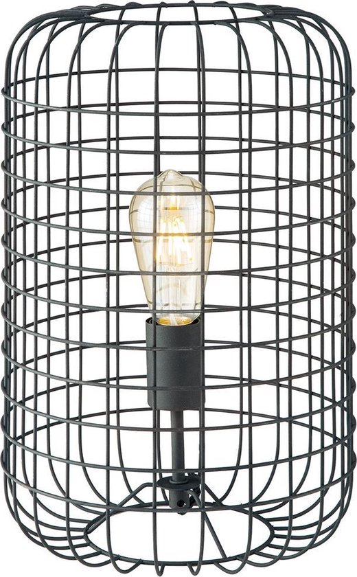 Home Sweet Home - Moderne tafellamp Netting - Zwart - 26/26/40cm - bedlampje - geschikt voor E27 LED lichtbron - gemaakt van Metaal