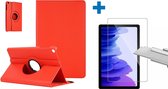 Samsung Galaxy Tab A7 Hoes - (2020/2022) - 360 graden draaibaar case Rood + screenprotector gehard glas