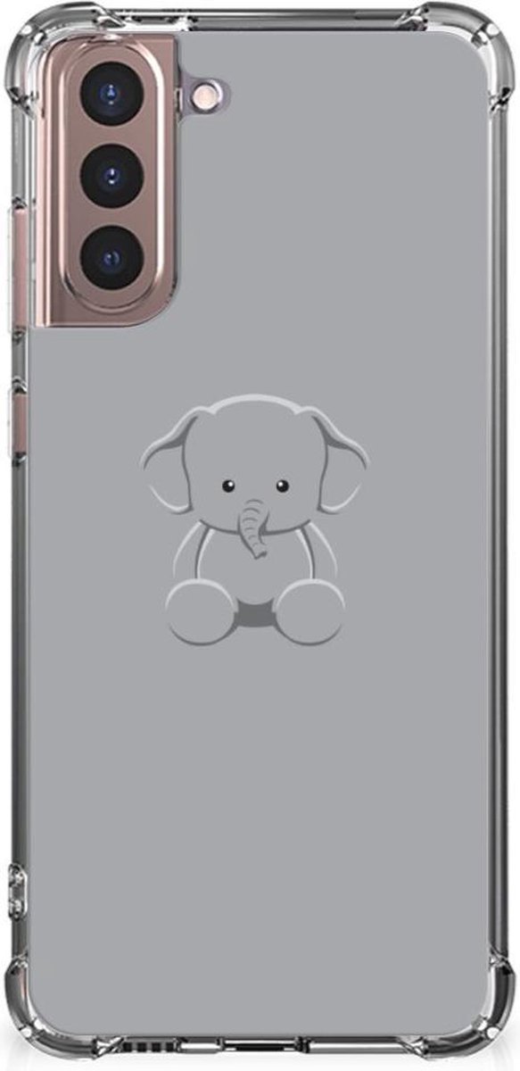 Samsung Galaxy S21 Plus Stevig Bumper Hoesje Grijs Baby Olifant