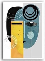 Abstract Vintage Poster Face 1 - 40x60cm Canvas - Multi-color