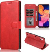 Voor Samsung Galaxy A10 Kalf Textuur Magnetische Gesp Horizontale Flip Leren Case met Houder & Kaartsleuven & Portemonnee & Fotolijst (Rood)