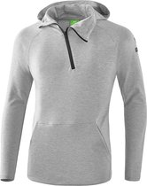 Erima Essential Sweatshirt met Capuchon Licht Grijs Melange-Zwart Maat S