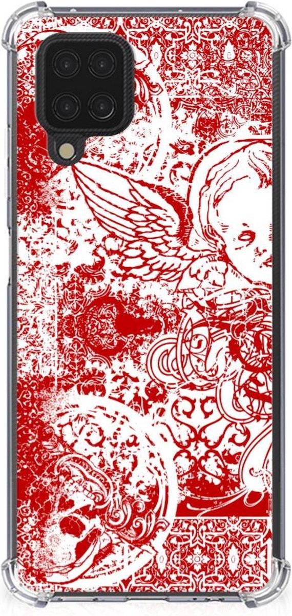 Extreme Case Samsung Galaxy A12 Angel Skull Rood