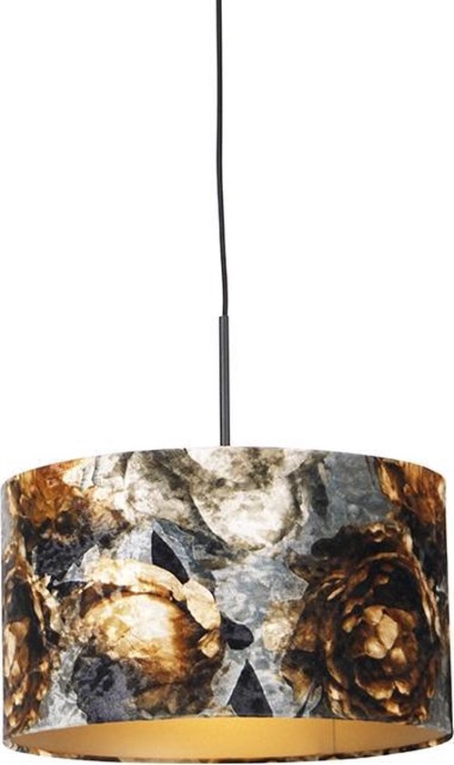 QAZQA combi - Moderne Hanglamp - 1 lichts - Ø 350 mm - Bloemen print - Woonkamer | Slaapkamer | Keuken