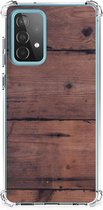 Anti Shock hybrid Case Geschikt voor Samsung Galaxy A52 4G/5G Telefoon Hoesje met doorzichtige rand Old Wood