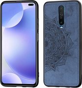 Voor Xiaomi Redmi K30 Mandala reliëf stoffen hoes PC + TPU mobiele telefoonhoes met magnetische functie en draagriem (blauw)