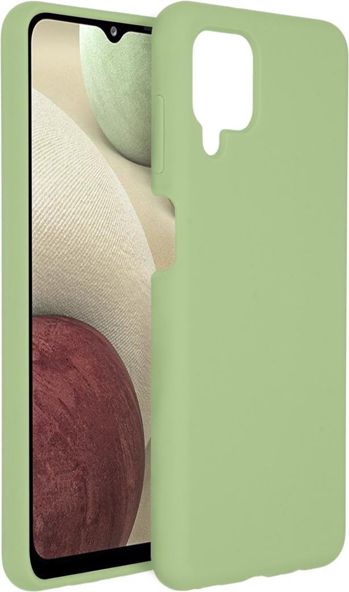 Accezz Hoesje Geschikt voor Samsung Galaxy A12 Hoesje Siliconen - Accezz Liquid Silicone Backcover - Groen