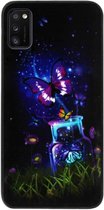 ADEL Siliconen Back Cover Softcase Hoesje voor Samsung Galaxy A41 - Vlinder Paars