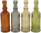 DECORATIE FLES GLAS BRUIN-GRIJS-TRANSPARANT-GROEN 23CM (SET 4)