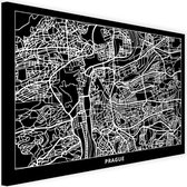 Schilderij Map van Praag, Prague, 2 maten, zwart-wit, Premium print