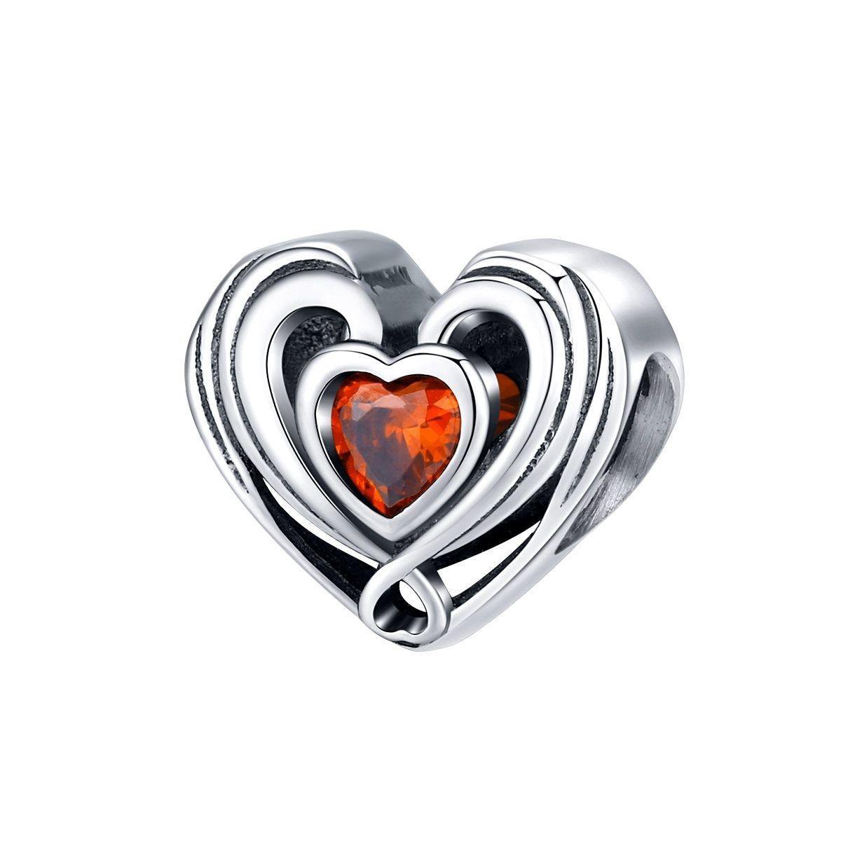 Hart mood bedel zirconia | heart bead | Zilverana | geschikt voor alle bekende merken | 925 zilver | moederdag