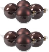 8x stuks kerstversiering kerstballen donkerbruin (chestnut) van glas - 10 cm - mat/glans - Kerstboomversiering