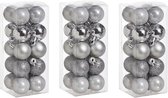 60x stuks kleine kunststof kerstballen zilver 3 cm mat/glans/glitter- Onbreekbare plastic kerstballen - Kerstversiering