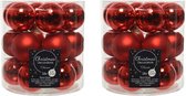 36x stuks kleine kerstballen rood van glas 4 cm - mat/glans - Kerstboomversiering