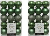 60x stuks plastic kerstballen salie groen (sage) 6 cm - Onbreekbare kunststof kerstballen