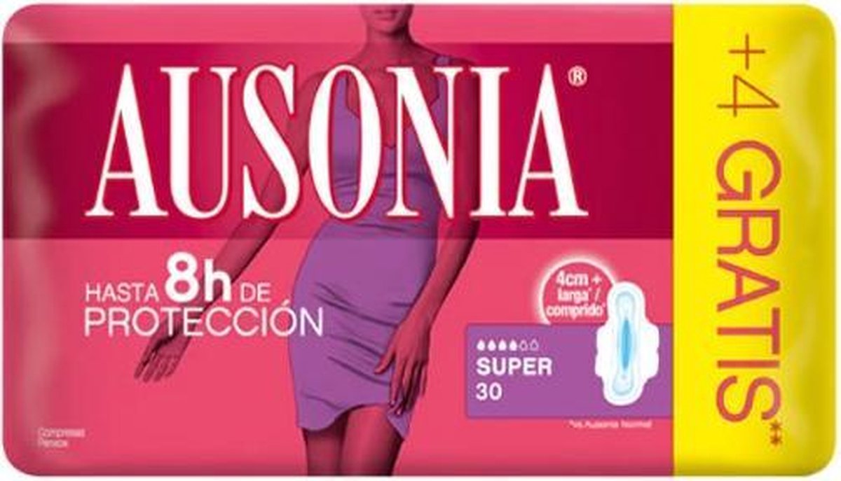 Ausonia Super With Wings Sanitary Towels 30 Units
